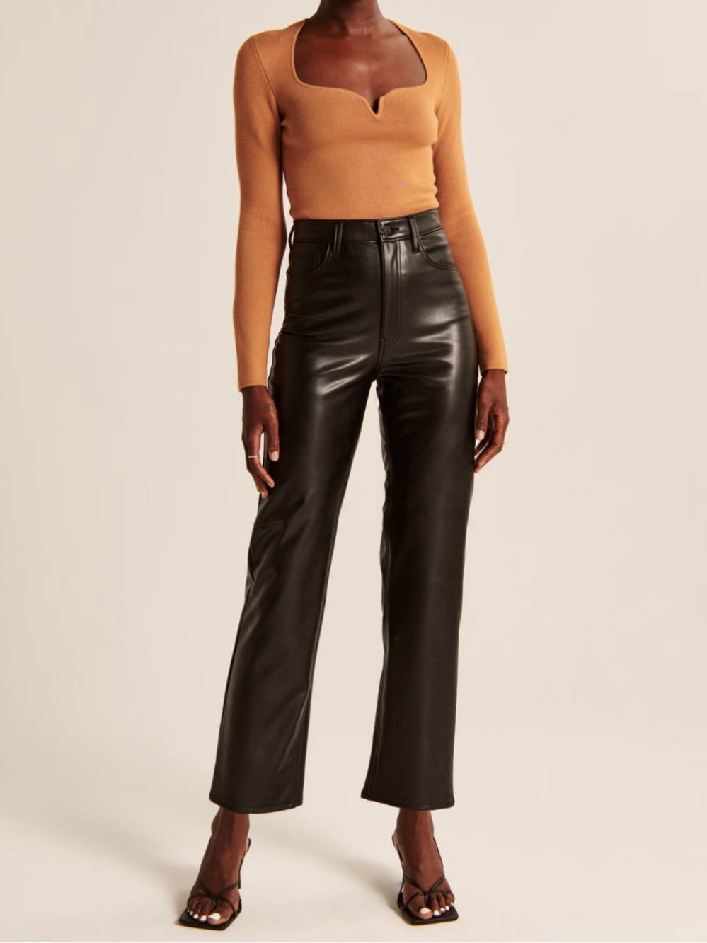 Abercrombie & Fitch Black Faux Leather Straight-Leg Pants